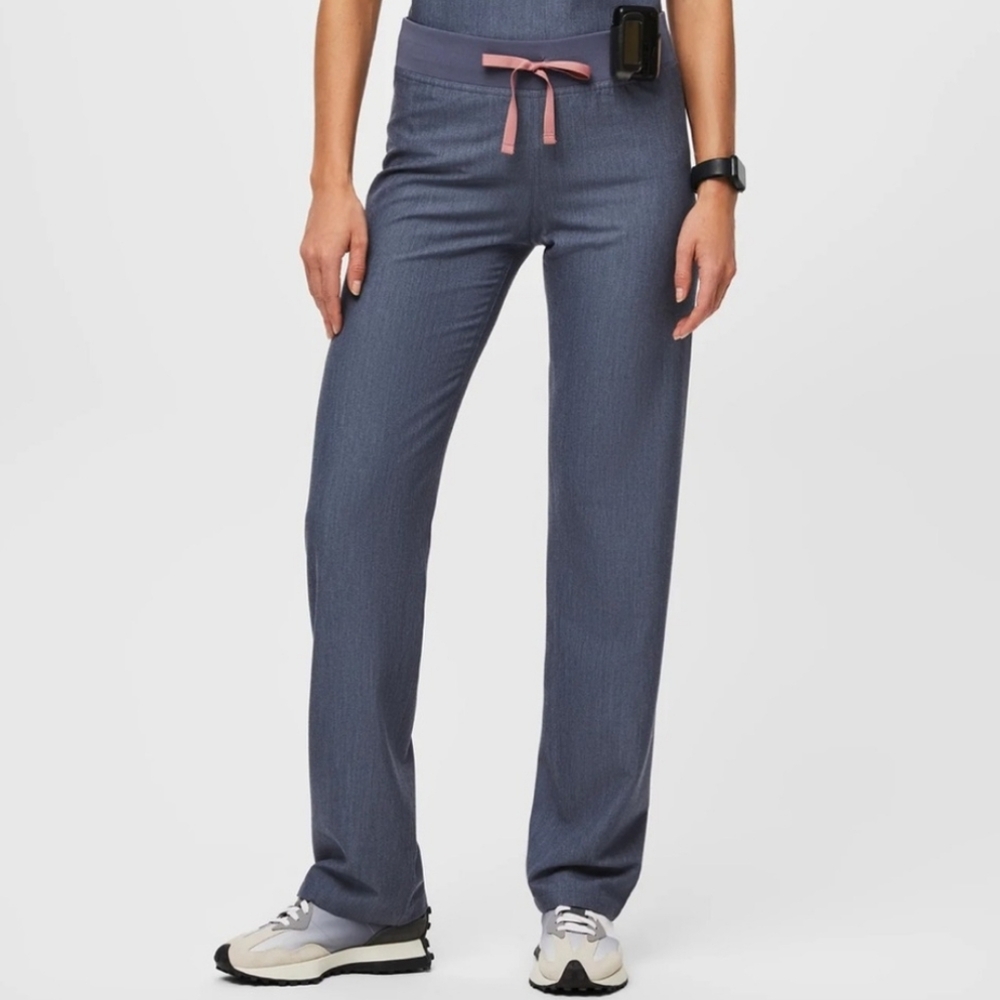 NWT FIGS Livingston Basic Scrub Straight Leg Pants Heather Denim Size 4XL